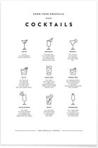 JUNIQE - Poster Cocktail infographic -60x90 /Wit & Zwart