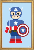 JUNIQE - Poster met houten lijst Capitan America Speelgoed -13x18