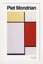 JUNIQE - Poster met houten lijst Mondrian - Composition -13x18 /Geel &