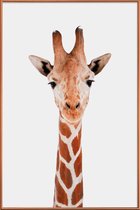 JUNIQE - Poster met kunststof lijst Giraffe -40x60 /Bruin & Wit