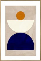 JUNIQE - Poster met kunststof lijst Elevation -60x90 /Blauw & Ivoor