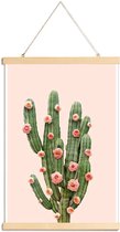 JUNIQE - Posterhanger Cactusrozen foto -40x60 /Groen & Roze