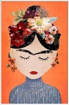 JUNIQE - Poster in kunststof lijst Frida Orange -60x90 /Oranje