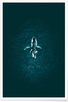 JUNIQE - Poster Humpback Breach -20x30 /Turkoois