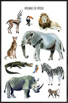 JUNIQE - Poster met kunststof lijst Animals of Africa -13x18 /Bruin &