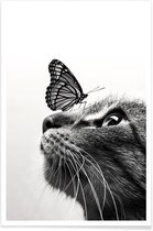 JUNIQE - Poster Butterfly Kiss -40x60 /Grijs