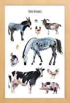 JUNIQE - Poster met houten lijst Farm Animals -13x18 /Bruin & Grijs