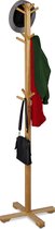 Relaxdays Kapstok bamboe - 12 haken - kledingstandaard - staande garderobe - coat hanger