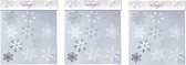 3x stuks velletjes raamstickers sneeuwvlokken 30,5 cm - Raamversiering/raamdecoratie stickers kerstversiering