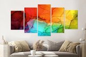 Schilderij -Gekleurde inktvlekken,   5 luik, 200x100cm, Premium print