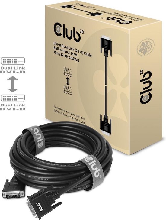 DVI-D DUAL LINK (24+1) CABLE BI DIRECTIONAL M/M 3m 9.8 ft 28AWG