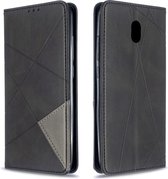 Voor xiaomi redmi 8a ruit textuur horizontale flip magnetische lederen tas met houder en kaartsleuven (zwart)