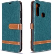 Voor Xiaomi Redmi Note 8T Kleuraanpassing Denim Textuur Horizontaal Flip PU lederen tas met houder & kaartsleuven & portemonnee & draagkoord (groen)