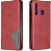 Ruit Textuur Horizontaal Flip Magnetisch Leren Hoesje Met Houder & Kaartsleuven Voor Huawei P Smart + 2019 / Honor 10i (Honor 20 lite) (Rood)