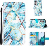 Voor Samsung Galaxy S21 + 5G marmeren stiksels horizontale flip PU lederen tas met houder & kaartsleuven & portemonnee & lanyard (blauw)