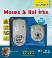 ECOstyle Mouse & Rat Free Tegen Muizen en Ratten - Ecologisch, Vriendelijk & Hyienisch - Veilig voor Kinderen en Huisdieren - 80 + 30 M² - Voor 2 Kamers