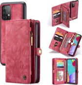 CaseMe Hoesje Met Pasjeshouder Geschikt voor Samsung Galaxy A52 (5G) / A52s / A52 (4G) - Caseme Luxe Lederen 2 in 1 Portemonnee Bookcase - Rood