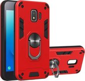 Voor Samsung Galaxy J2 Core 2 in 1 Armor Series PC + TPU beschermhoes met ringhouder (rood)