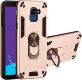 Voor Samsung Galaxy J6 (2018) 2 in 1 Armor Series PC + TPU beschermhoes met ringhouder (roségoud)