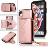 Multifunctionele cross-body kaartentas TPU + PU-achterklep met houder & kaartsleuf en portemonnee voor iPhone X / XS (roségoud)