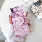 Glanzende marmeren opvouwbare beugel TPU-hoesje voor iPhone X / XS (Z19)
