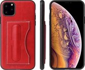 Fierre Shann volledige dekking lederen beschermhoes met houder en kaartsleuf voor iPhone 11 Pro Max (rood)