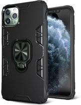 Voor iPhone 11 Pro schokbestendige TPU volledige dekking beschermhoes met 360 graden roterende ringhouder (zwart + groen)