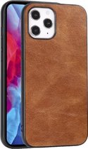 Voor iPhone 12 Pro Max Crazy Horse getextureerd kalfsleer PU + pc + TPU-hoesje (bruin)