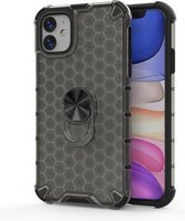 Voor iPhone 11 schokbestendige honingraat pc + TPU ringhouder beschermhoes (grijs)