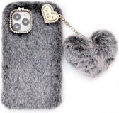 Effen kleur Plush Love Pendant TPU beschermhoes voor iPhone 12 Pro Max (zwart)