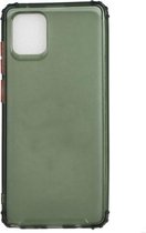 Voor Samsung Galaxy A91 Kleurknop Doorschijnend Frosted TPU Vierhoekig Airbag Schokbestendig Hoesje (Donkergroen)