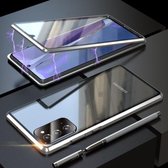 Voor Samsung Galaxy Note20 Ultra Schokbestendig Dubbelzijdig Gehard Glas Magnetische Attractie Case Met Zwarte Camera Lens Beschermhoes (Zilver)