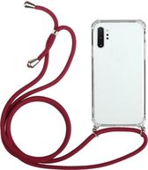 Voor Samsung Galaxy Note10 + Four-Corner Anti-Fall transparante TPU beschermhoes met lanyard (rood)