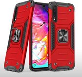 Voor Samsung Galaxy A70 magnetisch pantser schokbestendig TPU + pc-hoesje met metalen ringhouder (rood)