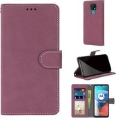 Voor Motorola Moto E7 Retro Frosted Horizontale Flip PU lederen tas met houder & kaartsleuven & portemonnee & fotolijst (Rose Red)