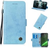 Multifunctionele horizontale flip retro lederen tas met kaartsleuf en houder voor Motorola G7 Play (hemelsblauw)