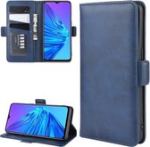 Voor OPPO Realme 5 Dual-side magnetische gesp horizontale flip lederen tas met houder & kaartsleuven & portemonnee & fotolijst (donkerblauw)