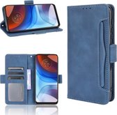 Voor Motorola Moto E7 Power Skin Feel Calf Pattern Horizontale Flip lederen tas met houder & kaartsleuven en fotolijst (blauw)