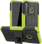 Voor OPPO Realme 5 Pro Tyre Texture Shockproof TPU + PC beschermhoes met houder (groen)