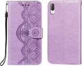 Voor Sony Xperia L3 Flower Vine Embossing Pattern Horizontale Flip Leather Case met Card Slot & Holder & Wallet & Lanyard (Purple)