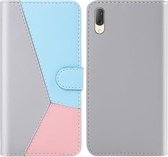 Voor Sony Xperia L3 Tricolor Stitching Horizontale Flip TPU + PU lederen tas met houder & kaartsleuven en portemonnee (grijs)