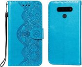 Voor LG Stylo 6 Flower Vine Embossing Pattern Horizontale Flip Leather Case met Card Slot & Holder & Wallet & Lanyard (Blue)