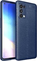 Voor OPPO Reno5 Pro 5G Litchi Texture TPU schokbestendig hoesje (marineblauw)