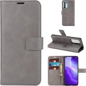 Voor OPPO Reno5 5G Retro Kalfspatroon Gesp Horizontale Flip Leren Case met Houder & Kaartsleuven & Portemonnee (Grijs)