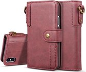 Voor iPhone XR koeienhuid textuur horizontale flip lederen tas met houder & kaartsleuven & portemonnee & lanyard (rood)