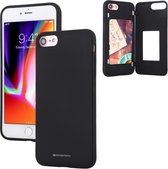 Voor iPhone SE 2020/8/7 GOOSPERY MAGNETISCHE DEURBUMPER Magnetische vangst Schokbestendig Soft TPU + pc-hoes met kaartsleuf (zwart)