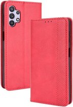 Voor Samsung Galaxy A32 5G Magnetische Gesp Retro Crazy Horse Textuur Horizontale Flip Leren Case met Houder & Kaartsleuven & Fotolijst (Rood)