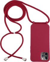 Voor iPhone 12 Pro Max Candy Colors TPU beschermhoes met draagkoord (rood)