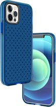 Shockproof Grid Texture TPU beschermhoes voor iPhone 12/12 Pro (blauw)