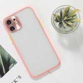 Volledige dekking TPU + pc-beschermhoes met metalen lensafdekking voor iPhone 12 Pro (roze groen)